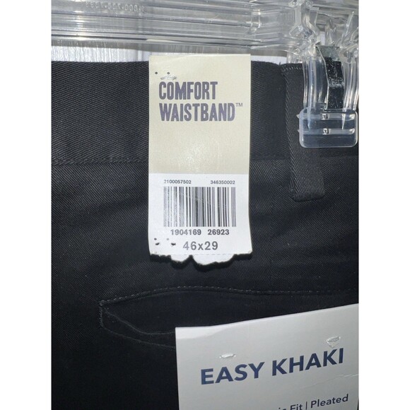 Dockers Mens Easy Khaki Pants Mens 46X29 Big Tall Black Classic Fit Pleated NEW - Picture 6 of 10